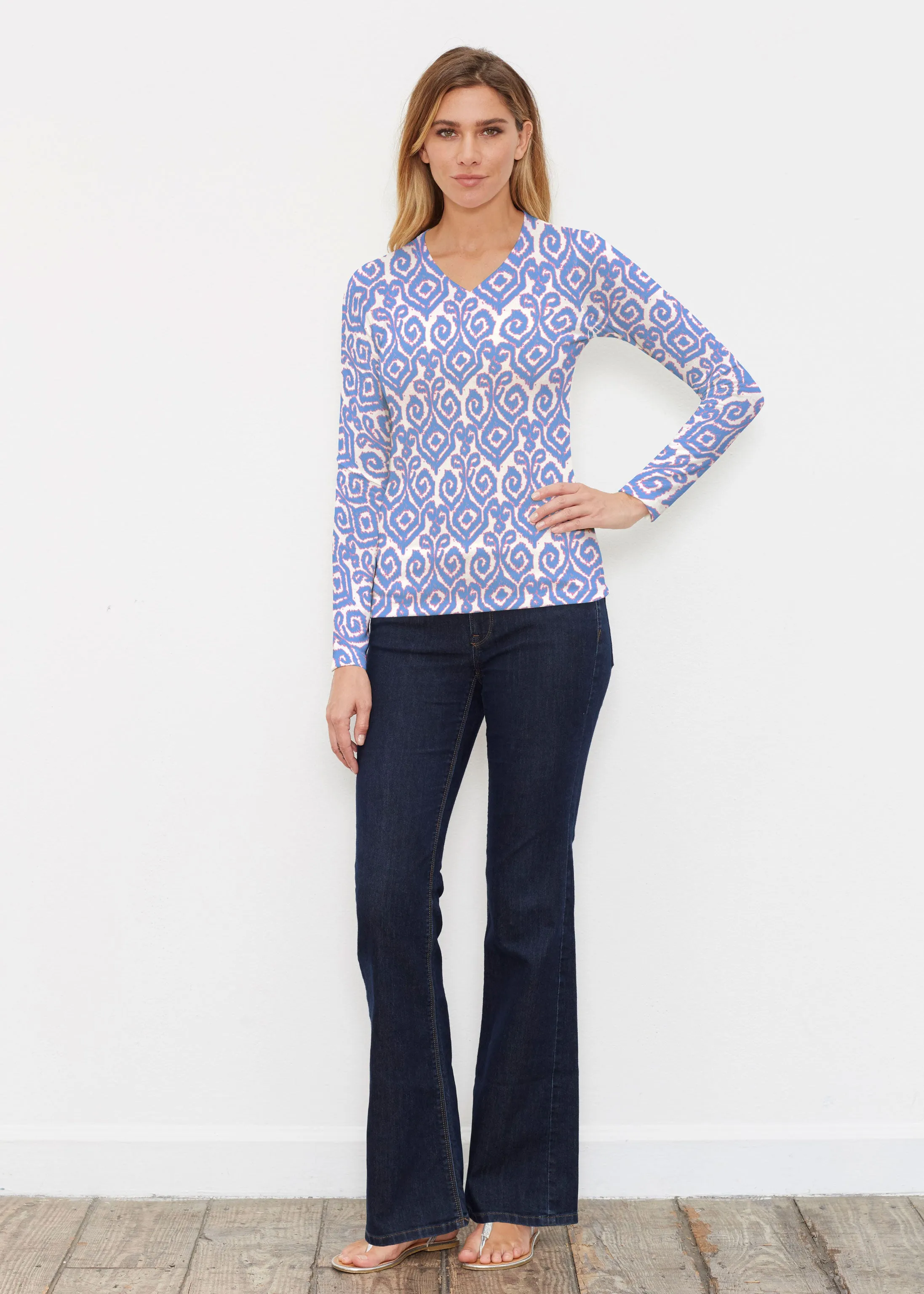 Crayola Royal (8023) ~ Butterknit Long Sleeve V-Neck Top