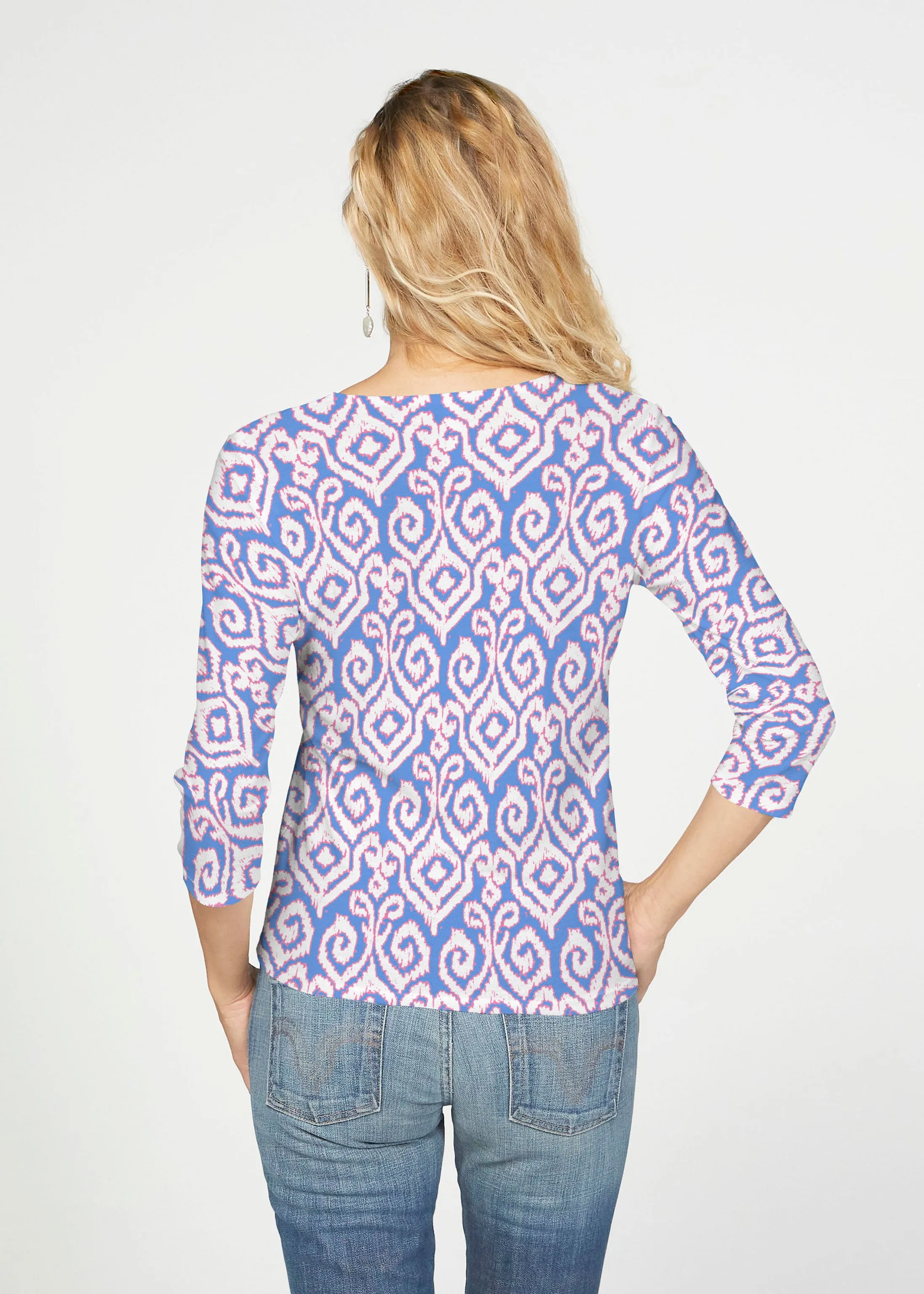 Crayola Royal (8023) ~ French Terry Tie 3/4 Sleeve Top