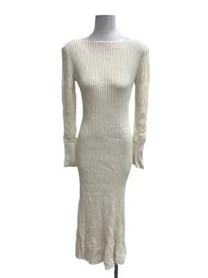 Cream Ribbed Bodycon Dress
