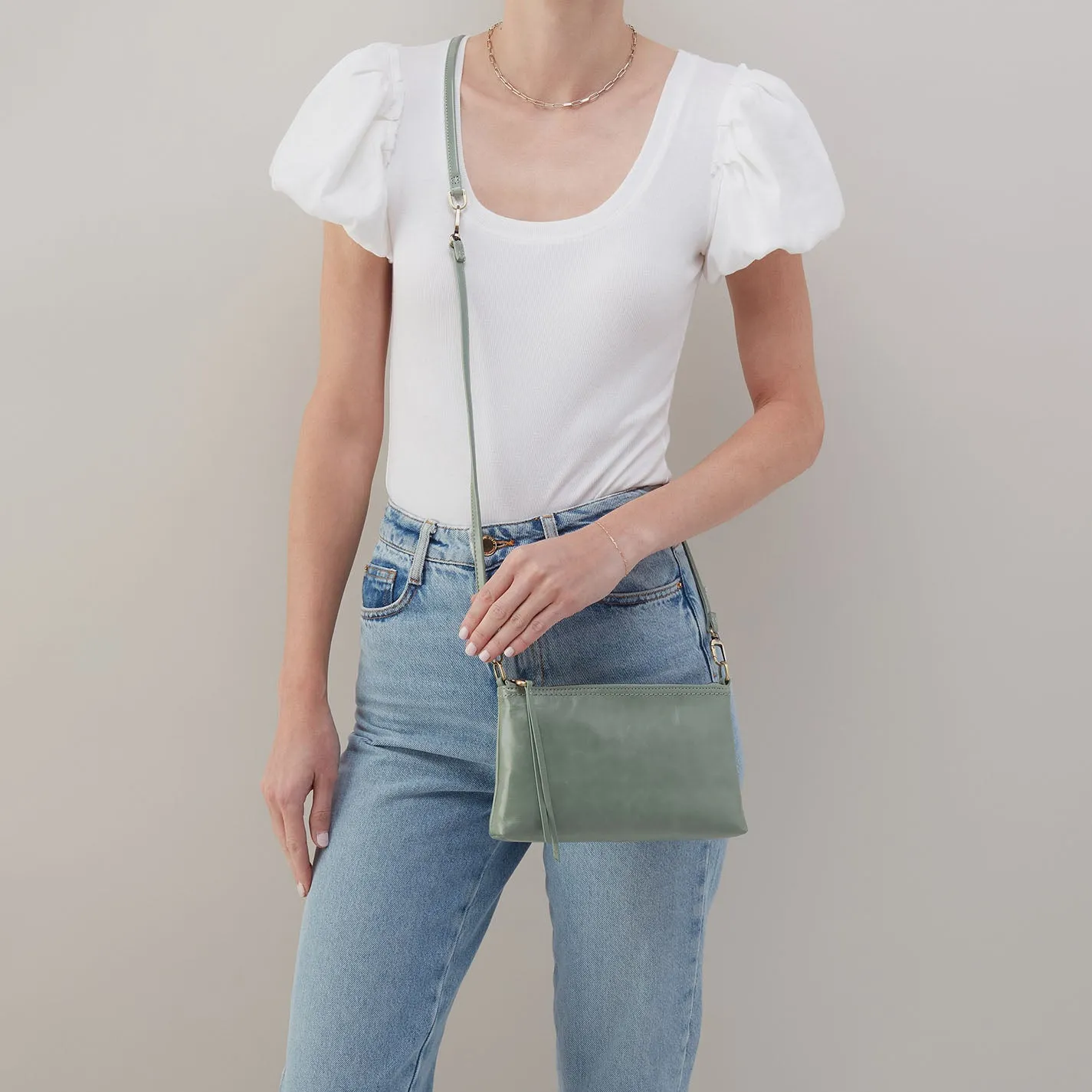 Darcy Crossbody In Polished Leather - Jade
