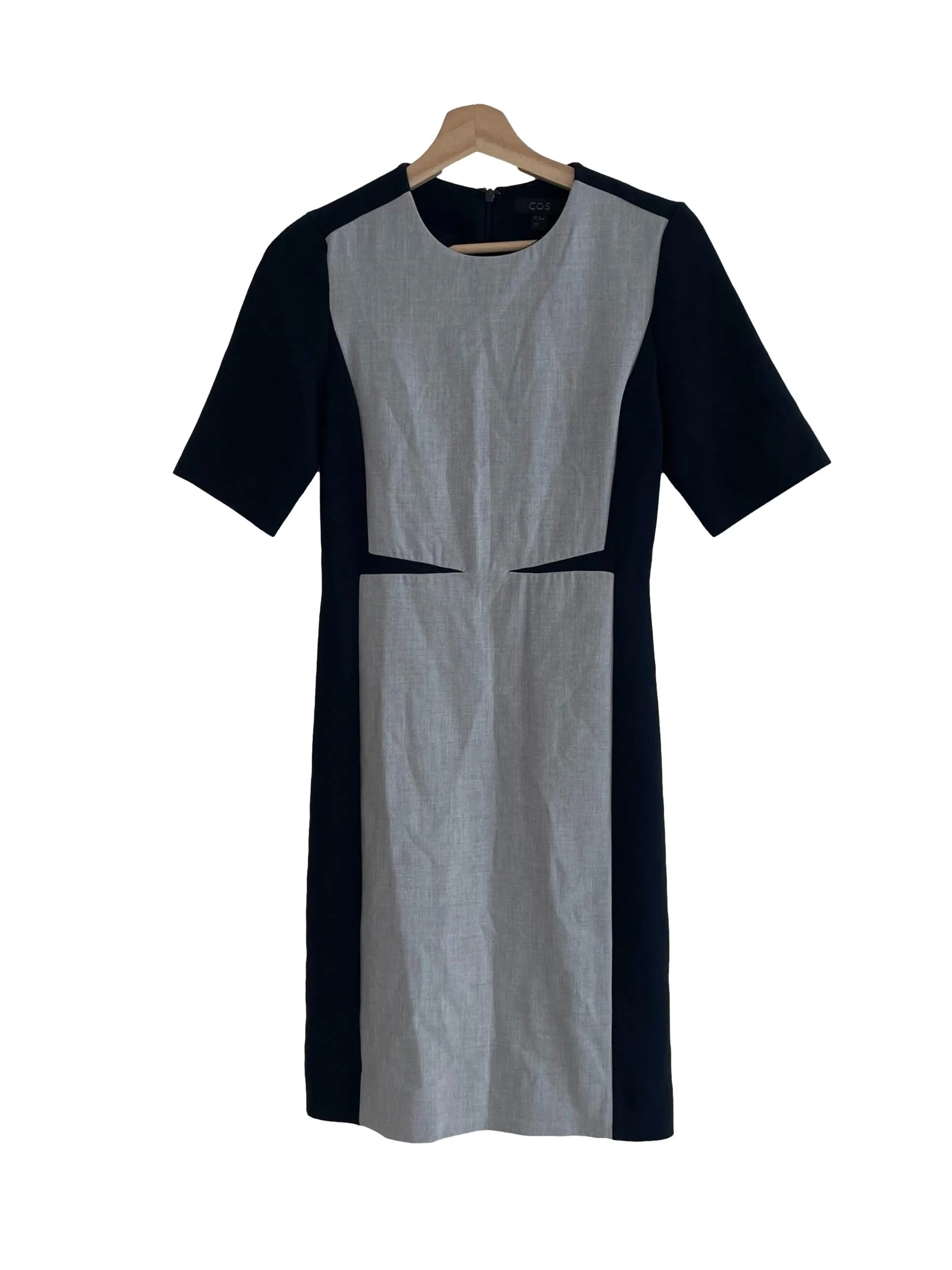 Dark Blue Grey Short Sleeves Dress
