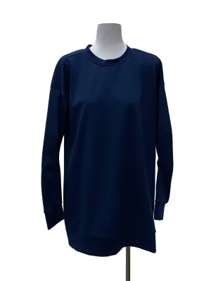 Dark Blue Round Neck Long Sleeved Dress