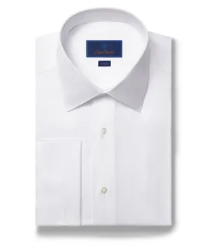 David Donahue Trim Formal Tuxedo Shirt - White