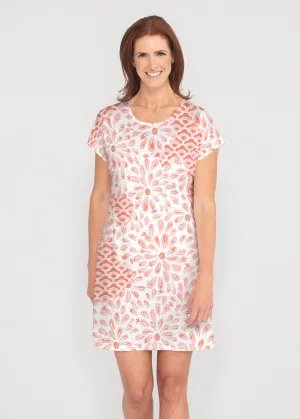Daybreak Orange (8084) ~ French Terry Short Sleeve Crew Dress