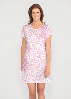 Daybreak Pink (8073) ~ French Terry Short Sleeve Crew Dress