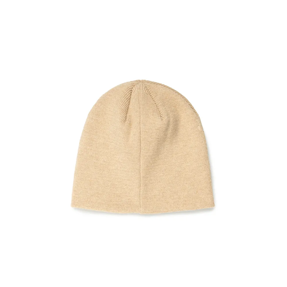 Debossed No Cuff Beanie | Beige