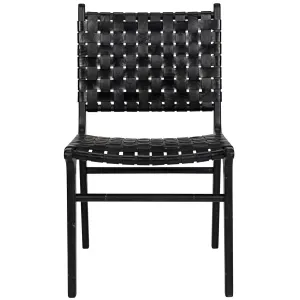 Dede Dining Chair, Leather, Black