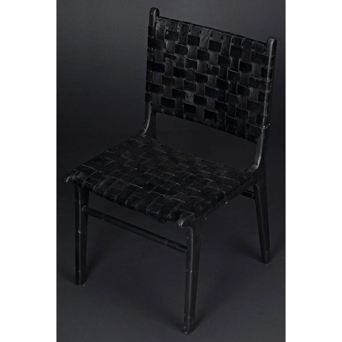 Dede Dining Chair, Leather, Black