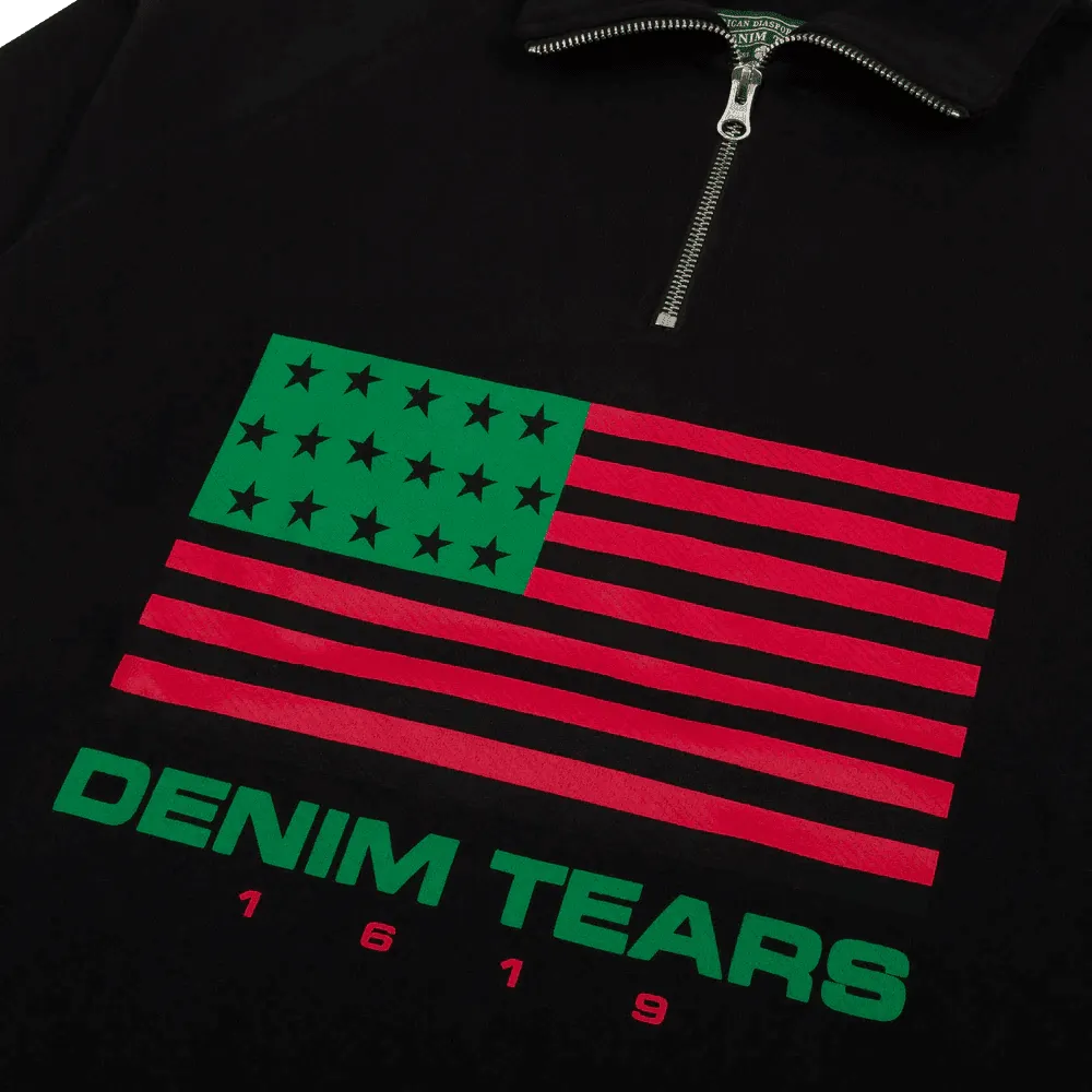 Denim Tears ADG Pan African American Flag Half Zip Black