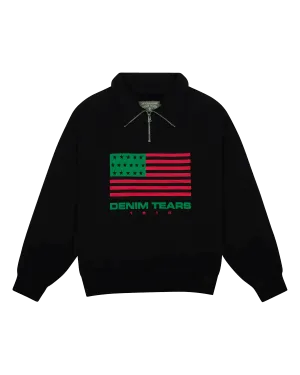 Denim Tears ADG Pan African American Flag Half Zip Black