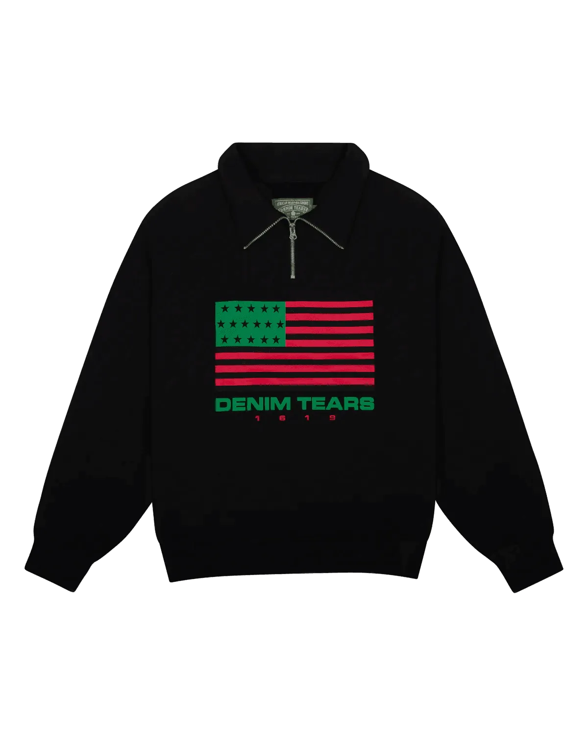 Denim Tears ADG Pan African American Flag Half Zip Black