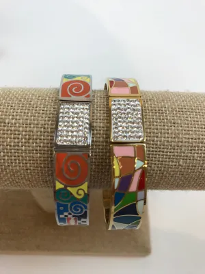 Designer Inspired Enamel Pave Bracelets | Resort Wear Jewelry
