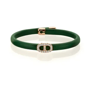 Diamond Anchor Leather Bangle