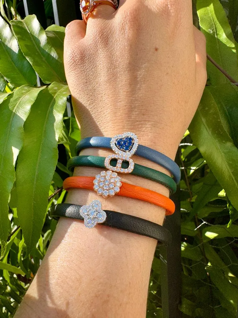 Diamond Anchor Leather Bangle