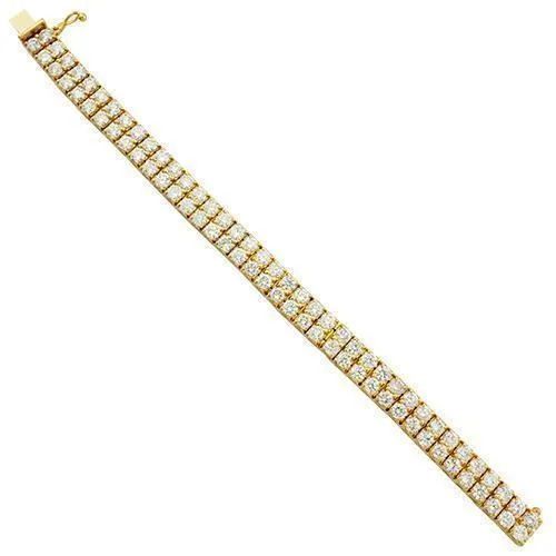 Diamond Two Row Tennis Bracelet in 14k Yellow Gold 25.5 Ctw