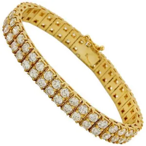 Diamond Two Row Tennis Bracelet in 14k Yellow Gold 25.5 Ctw
