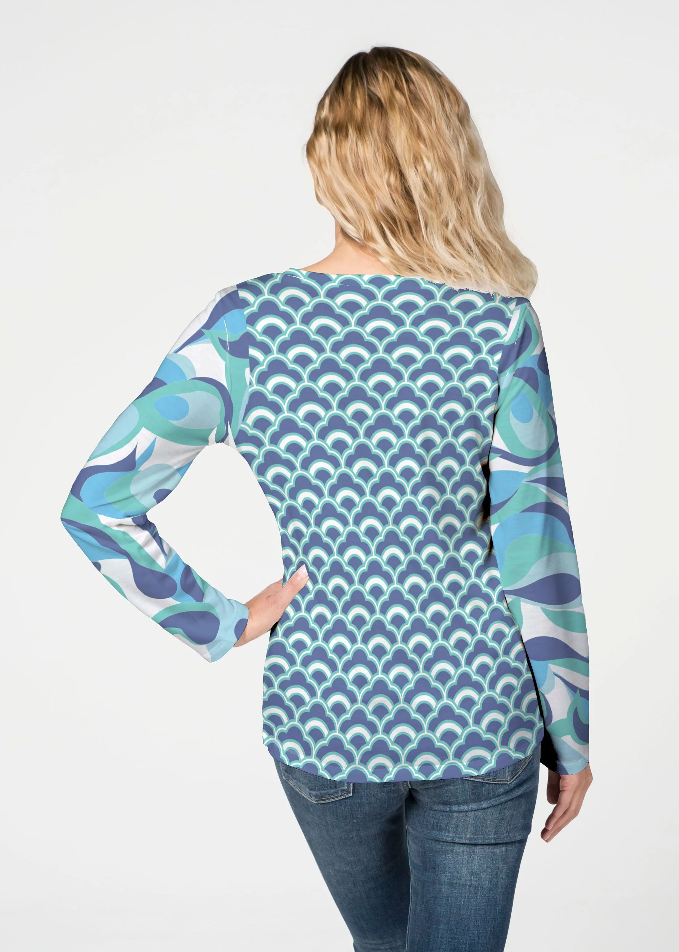Disco Blue (8067) ~ French Terry V-neck Top
