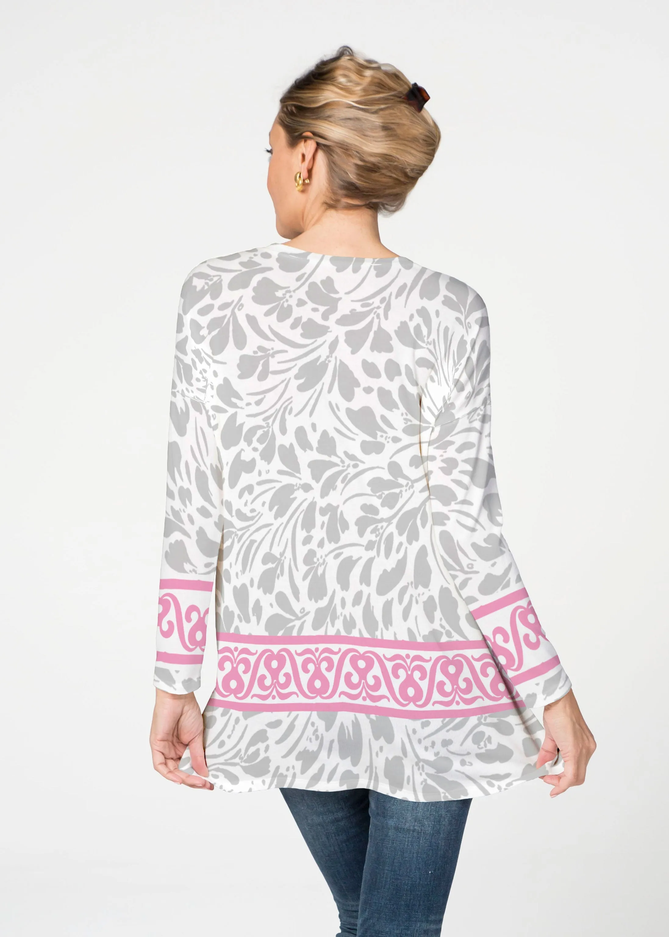 Ditsy Grey (7936) ~ Slouchy Butterknit Top
