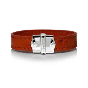 D'Monti Allard Orange - France Luxe Genuine Ostrich Leather Mens Bracelet