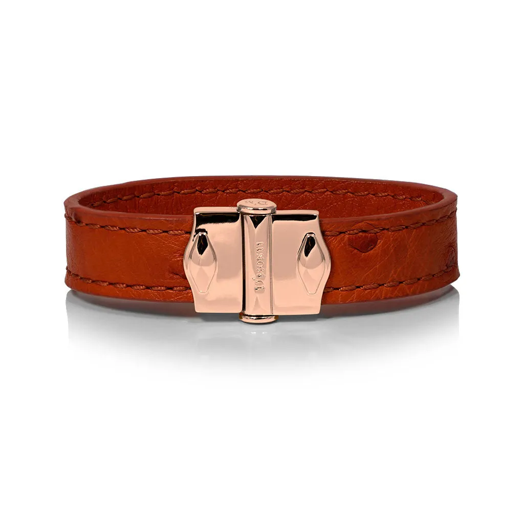 D'Monti Allard Orange - France Luxe Genuine Ostrich Leather Mens Bracelet