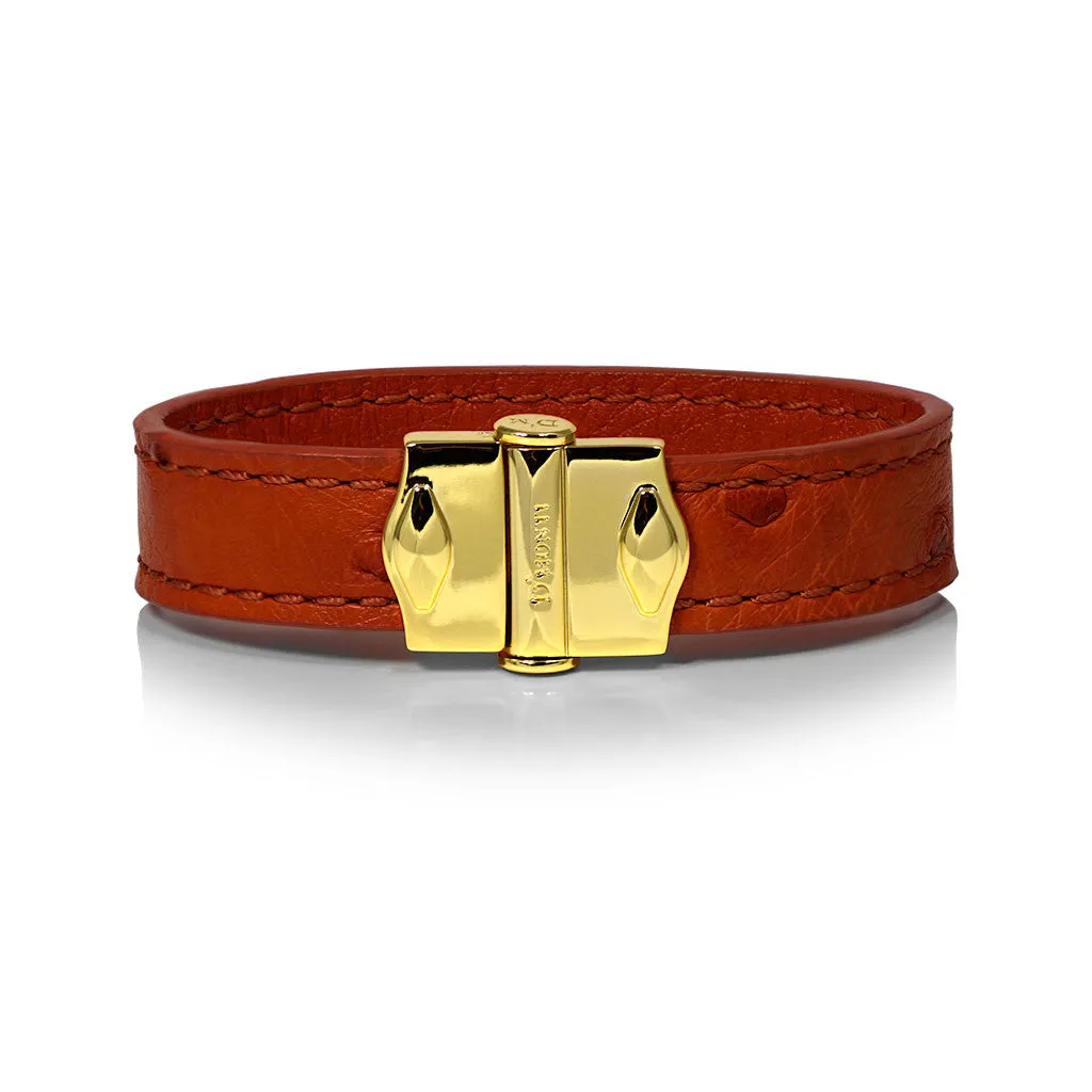 D'Monti Allard Orange - France Luxe Genuine Ostrich Leather Mens Bracelet