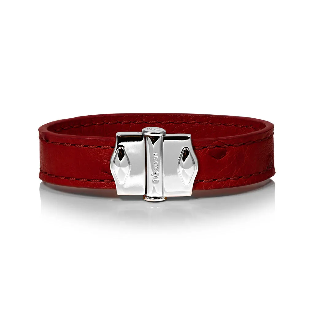 D'Monti D'Amour Red - France Luxe Genuine Ostrich Leather Mens Bracelet