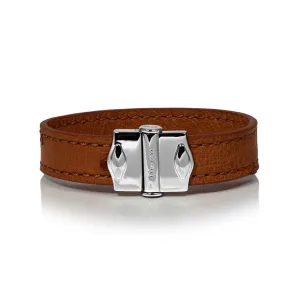 D'Monti Gold Brown - France Luxe Genuine Ostrich Leather Mens Bracelet