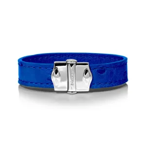 D'Monti Monaco Blue - France Luxe Genuine Ostrich Leather Mens Bracelet