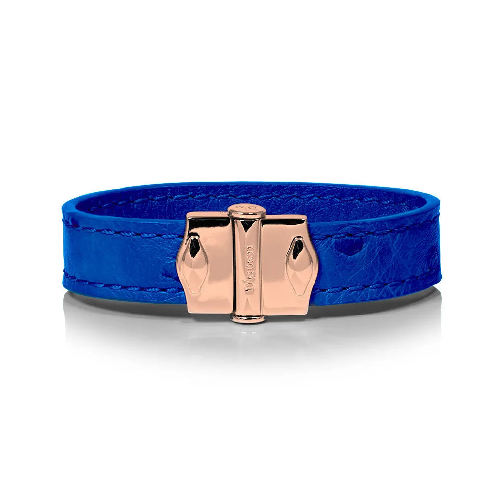 D'Monti Monaco Blue - France Luxe Genuine Ostrich Leather Mens Bracelet