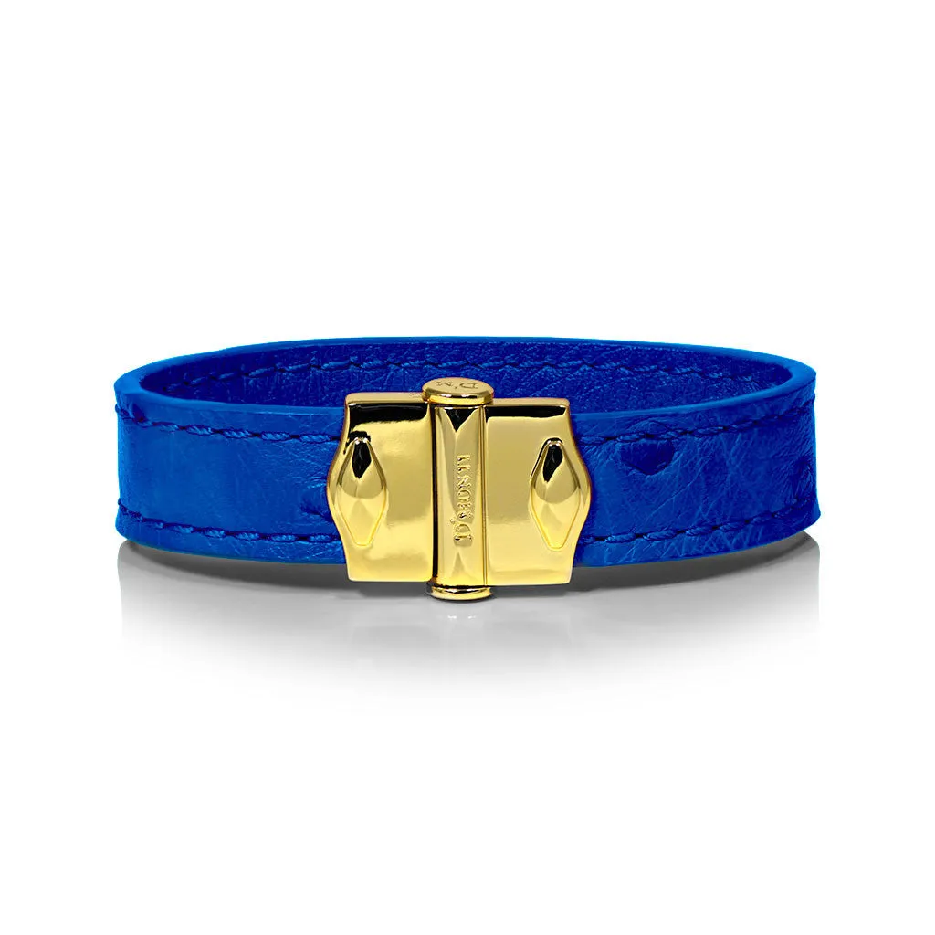 D'Monti Monaco Blue - France Luxe Genuine Ostrich Leather Mens Bracelet