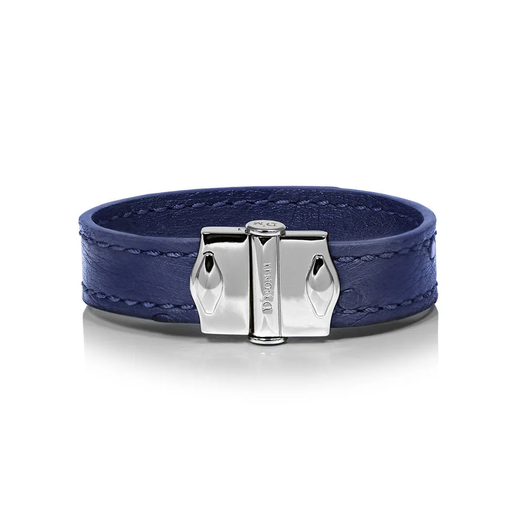 D'Monti Navy Blue - France Luxe Genuine Ostrich Leather Mens Bracelet