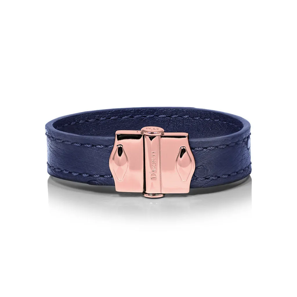 D'Monti Navy Blue - France Luxe Genuine Ostrich Leather Mens Bracelet