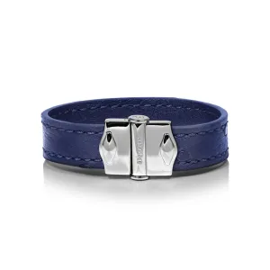 D'Monti Navy Blue - France Luxe Genuine Ostrich Leather Mens Bracelet