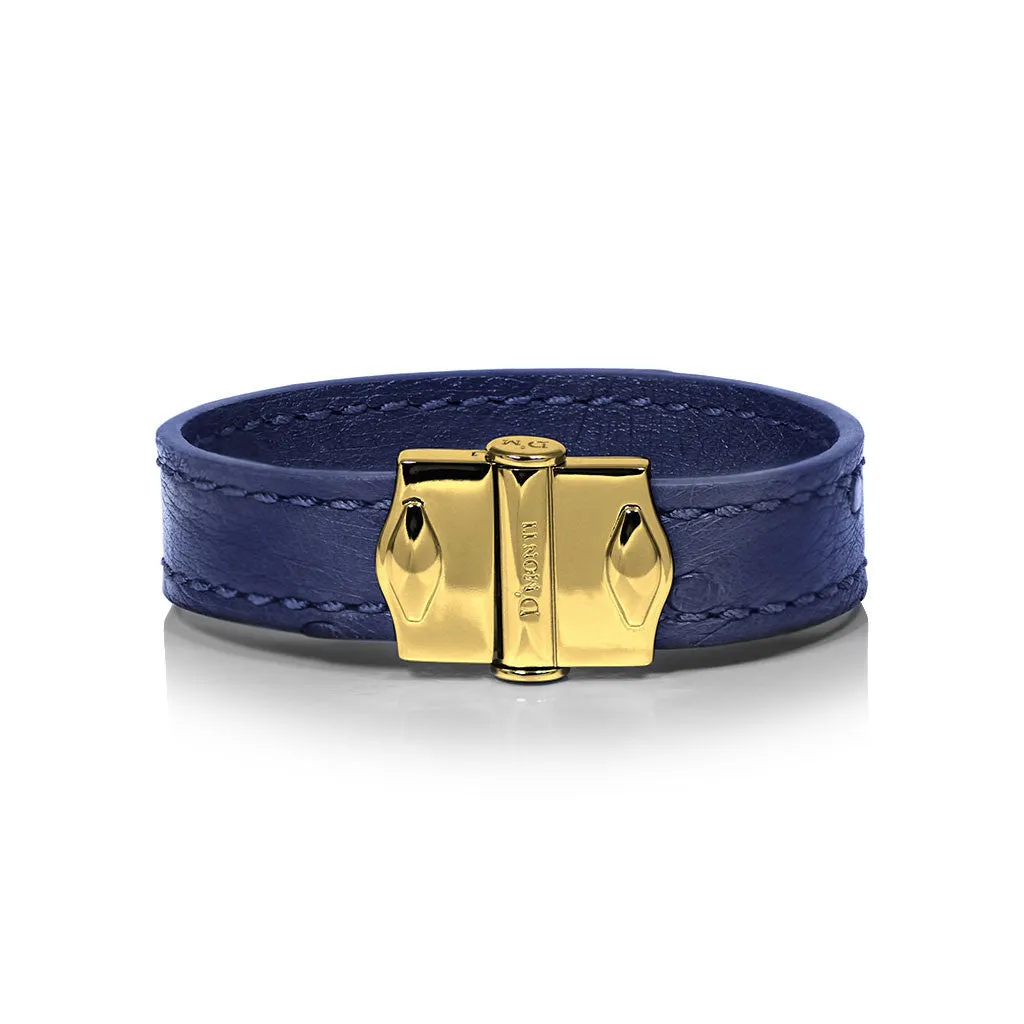 D'Monti Navy Blue - France Luxe Genuine Ostrich Leather Mens Bracelet