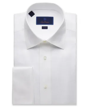 Dobby Weave French Cuff Formal Shirt - White - Trim Fit