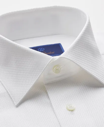 Dobby Weave French Cuff Formal Shirt - White - Trim Fit