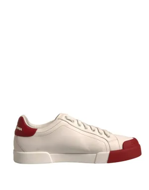 Dolce&Gabbana Portofino Men White Sneakers Leather Casual Trainer Shoes EUR 43.5