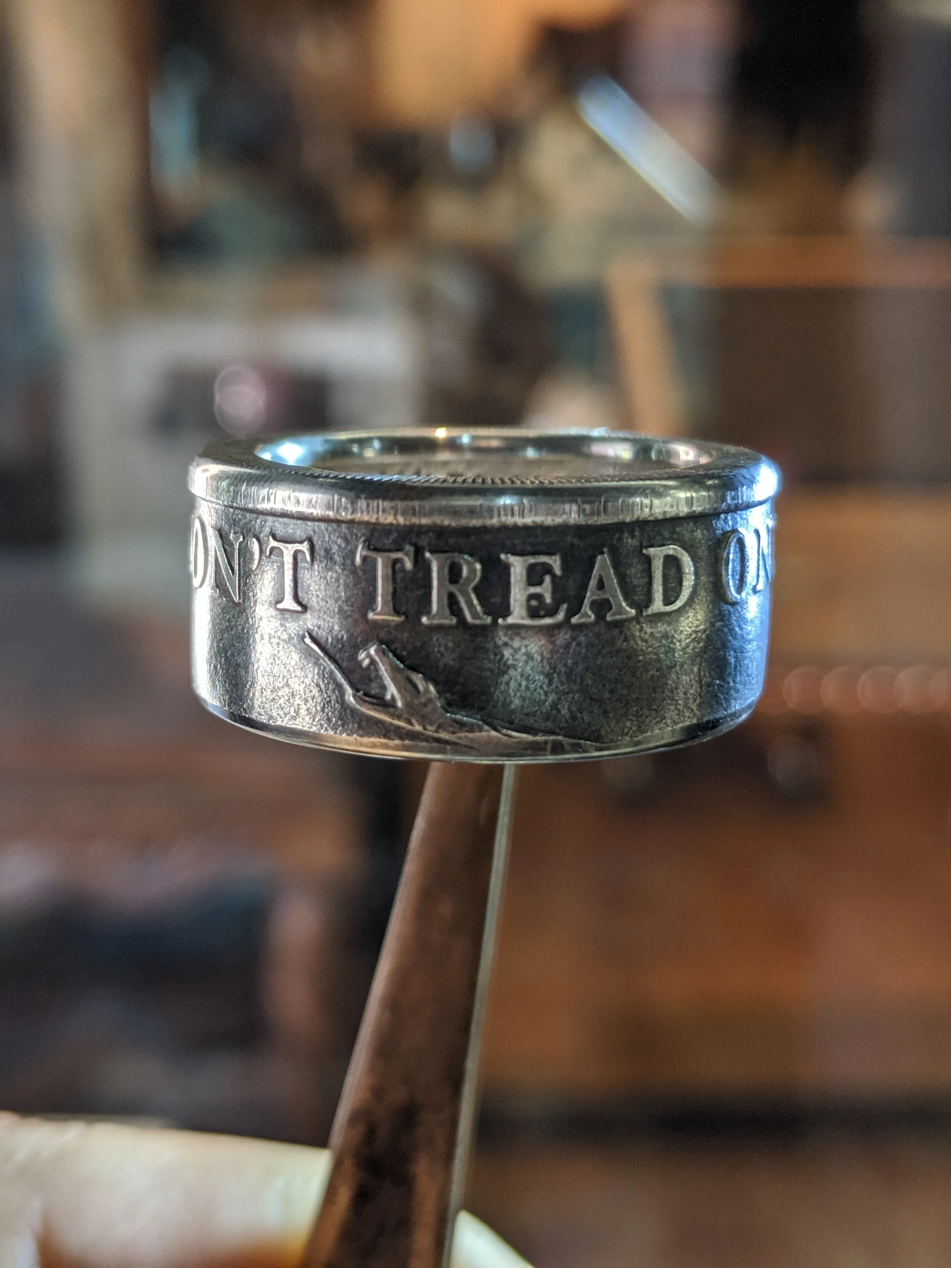 Don’t Tread On Me Silver Coin Ring & American Pride Dog Tag Necklace