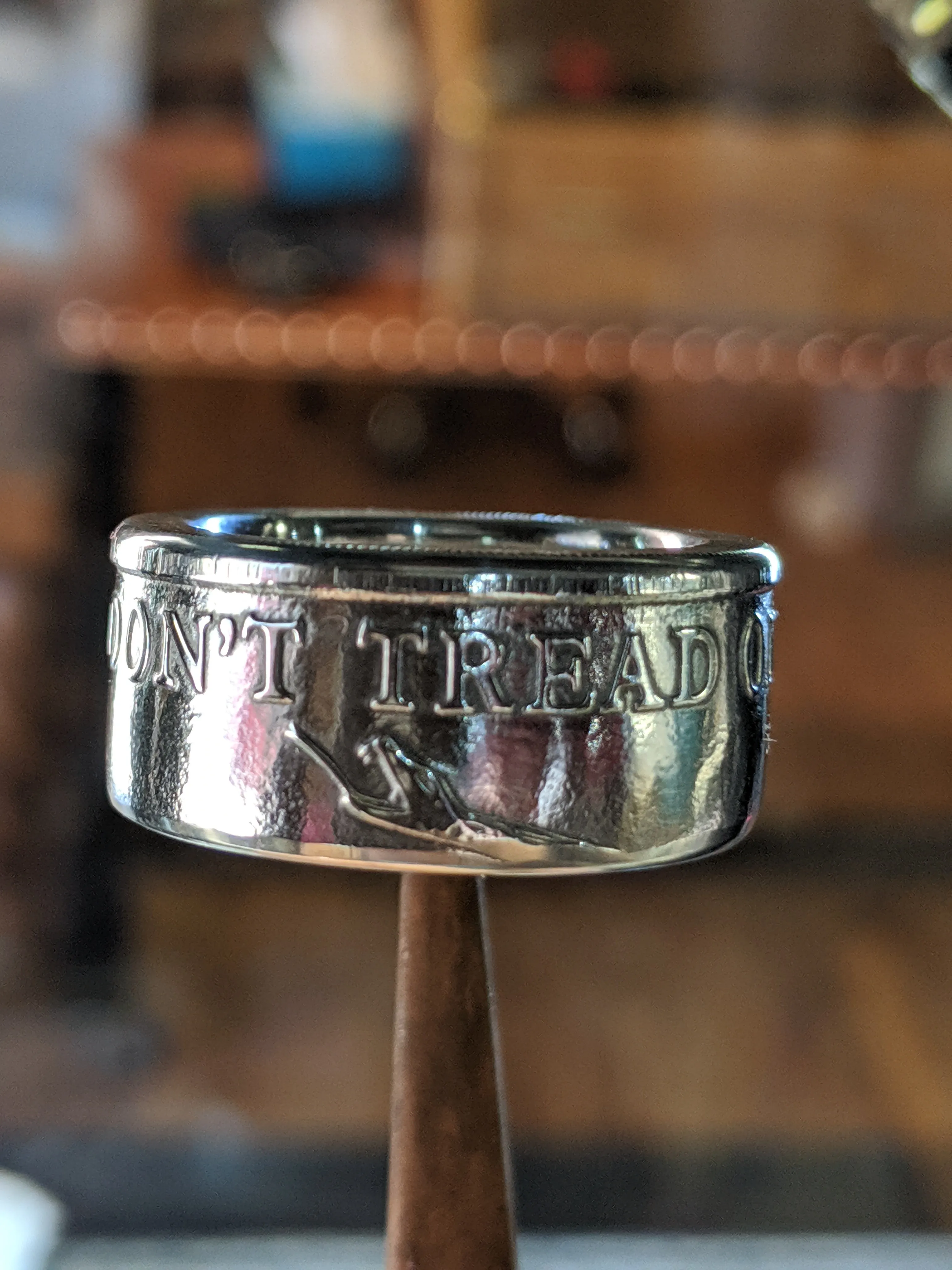 Don’t Tread On Me Silver Coin Ring & American Pride Dog Tag Necklace