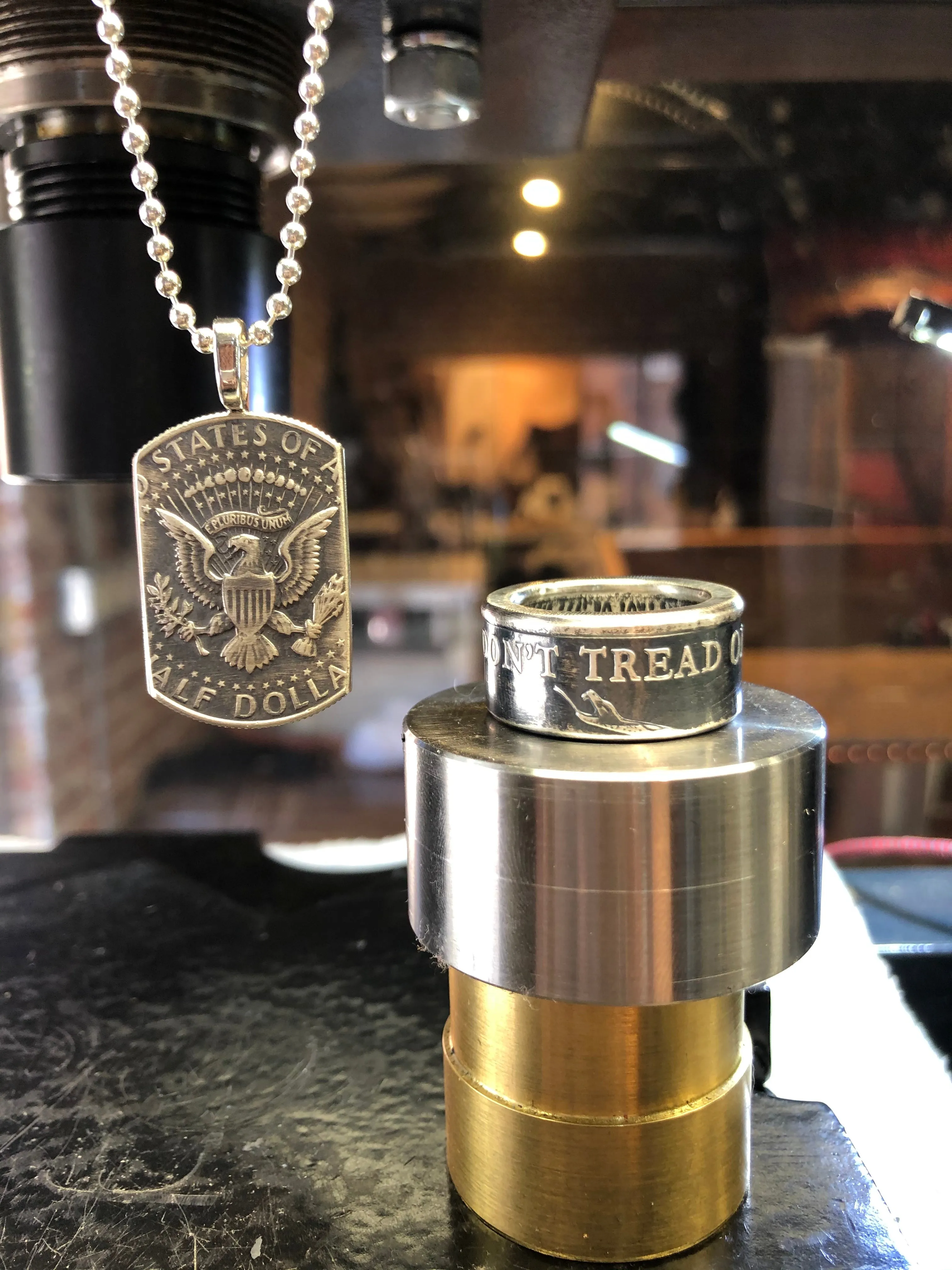 Don’t Tread On Me Silver Coin Ring & American Pride Dog Tag Necklace