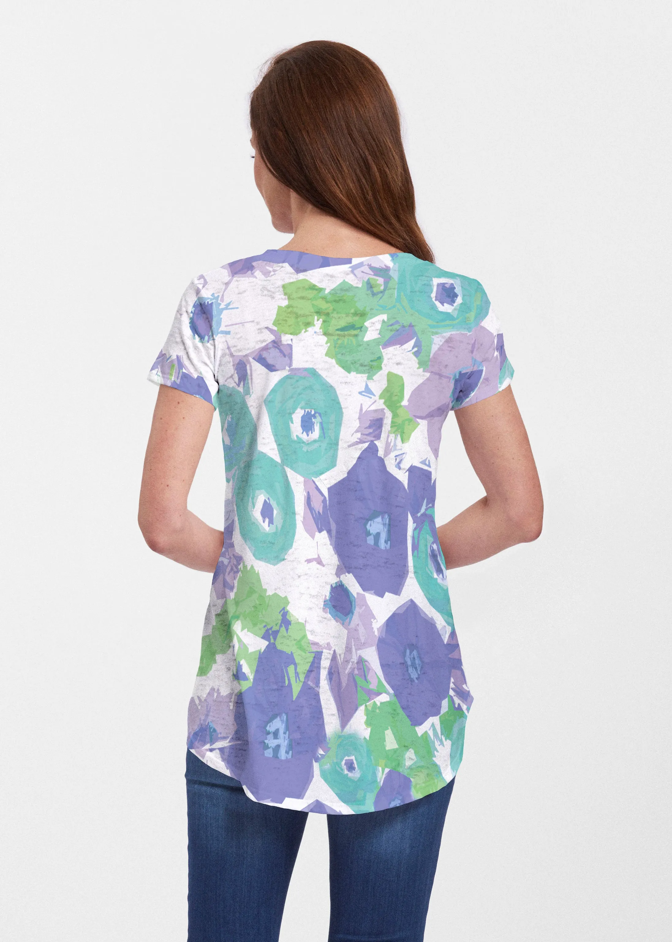 Dotsy (19202) ~ Short Sleeve Scoop Neck Flowy Tunic