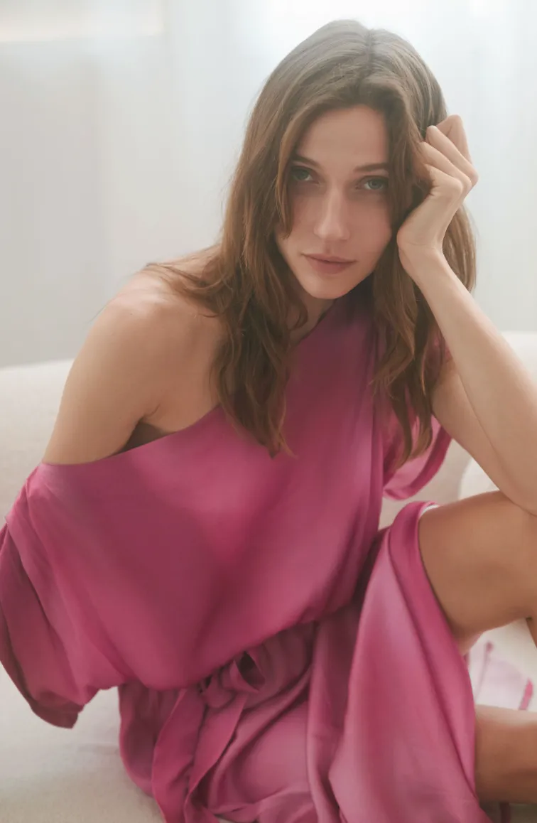 Drape Dress Print Pink