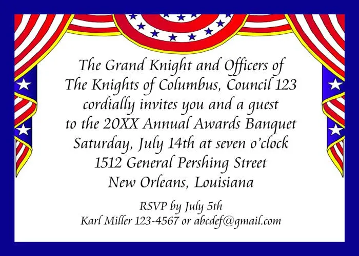 DRAPING AMERICAN FLAGS 1 CUSTOM INVITATION