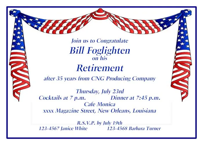 DRAPING AMERICAN FLAGS 2 CUSTOM INVITATION