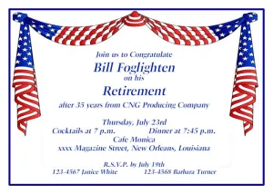 DRAPING AMERICAN FLAGS 2 CUSTOM INVITATION