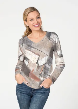 Driftwood (24013) ~ French Terry V-neck Top