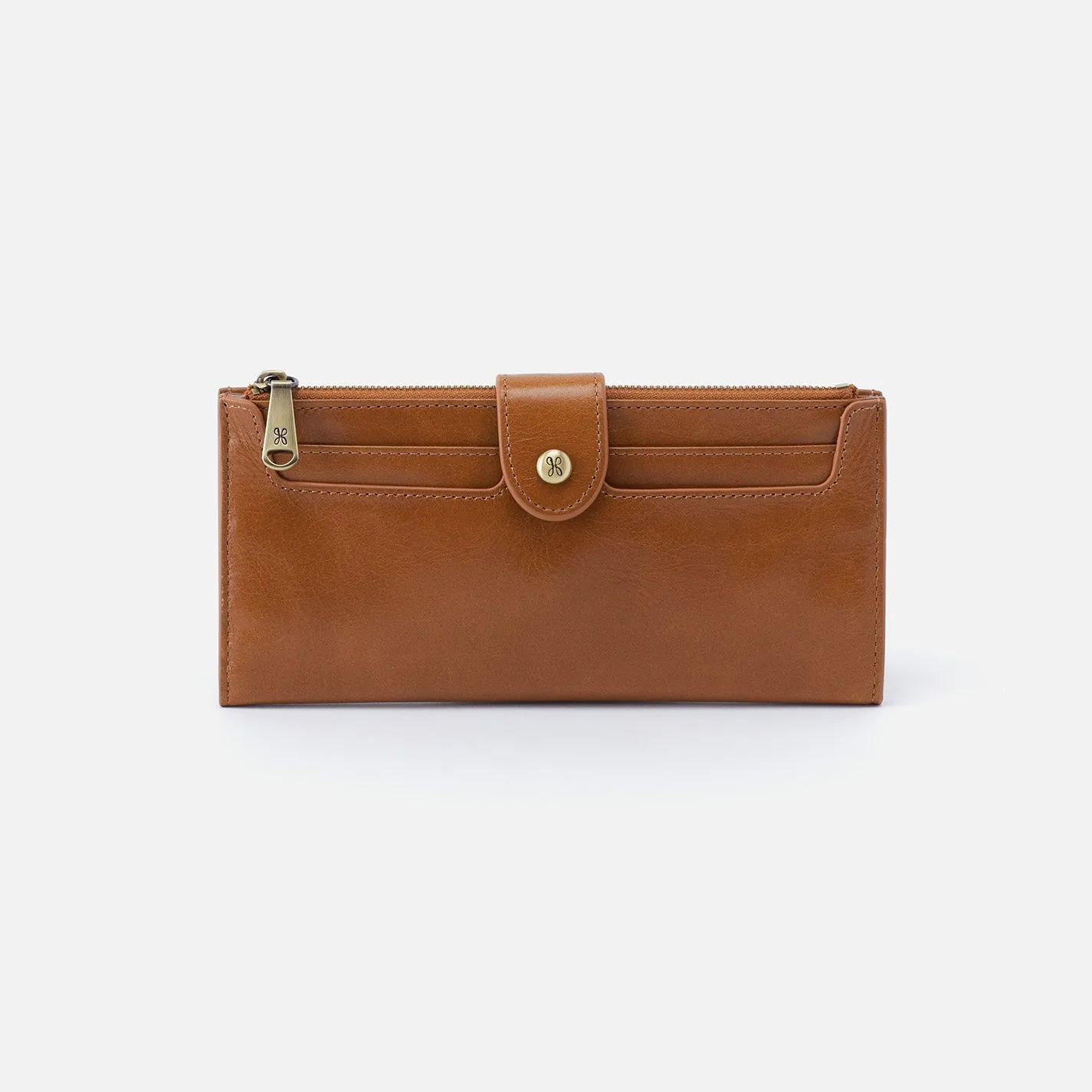 Dunn Continental Wallet In Polished Leather - Truffle