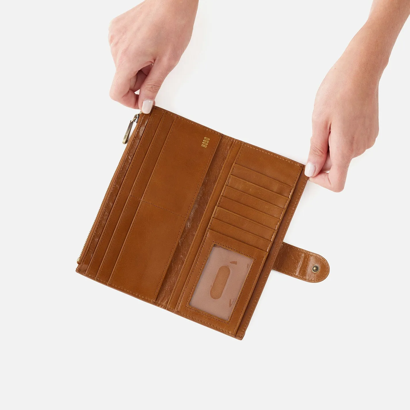 Dunn Continental Wallet In Polished Leather - Truffle