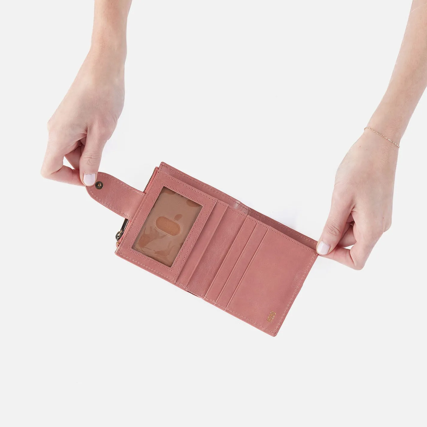 Dunn Mini Wallet In Polished Leather - Rose