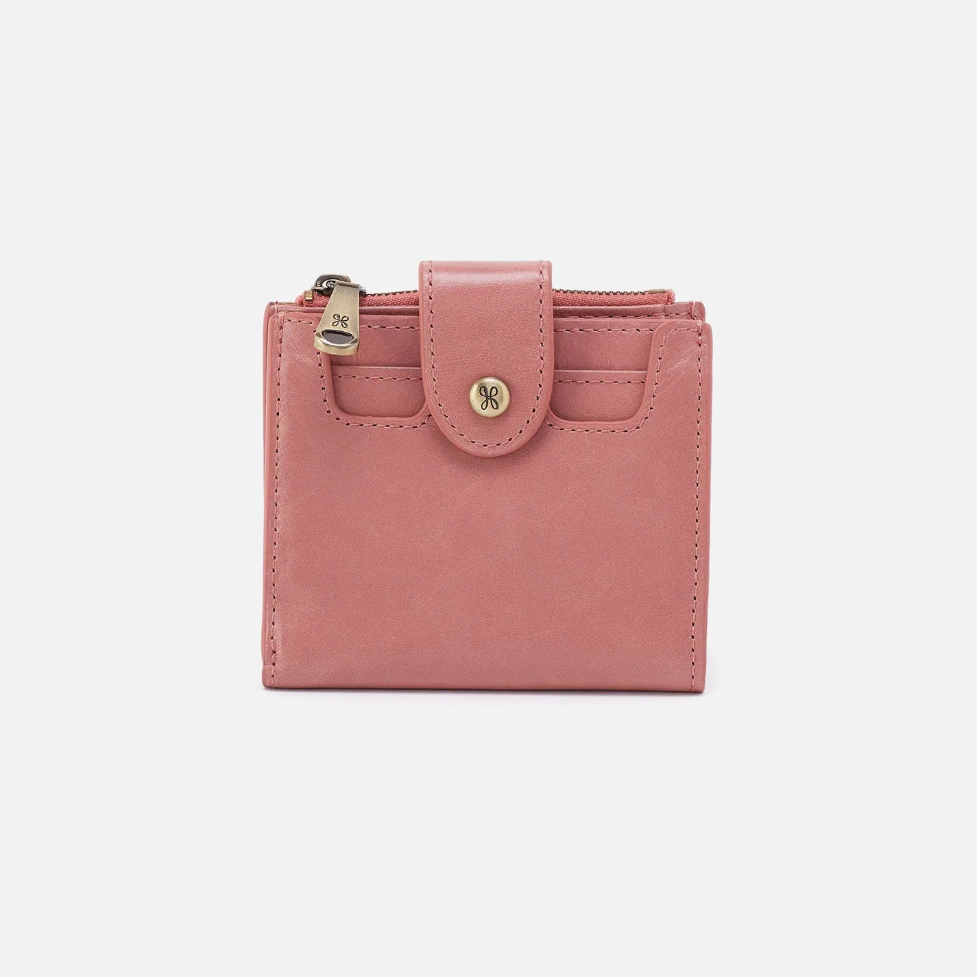 Dunn Mini Wallet In Polished Leather - Rose